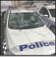 smashed police car