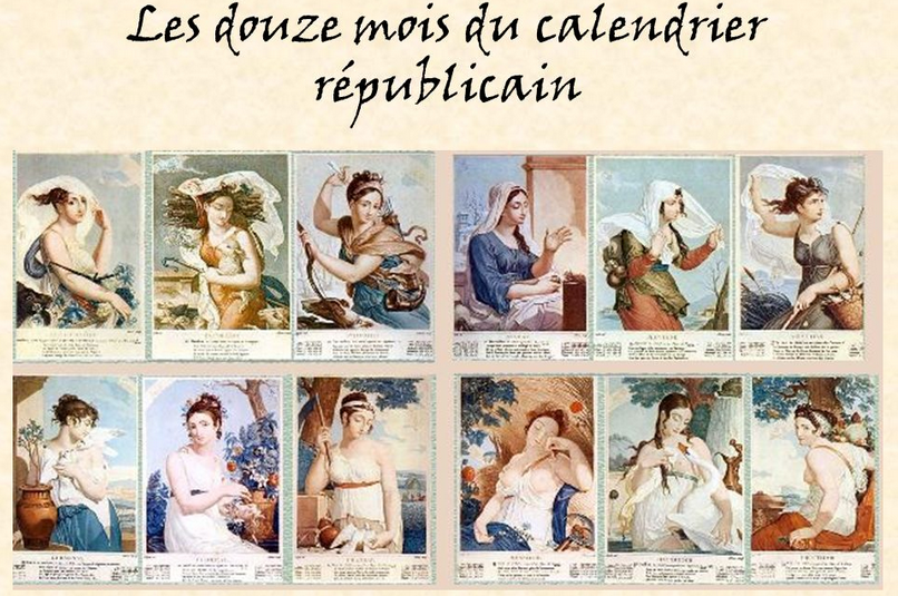 Республиканский календарь французской революции. Французский революционный календарь. Календарь с картинами художников. Французский Республиканский календарь.